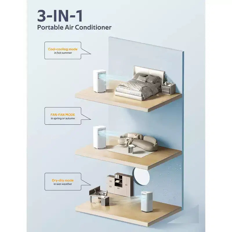 Climatiseurs portables ZAFRO 8 000 BTU, climatiseurs pour pièces jusqu'à 32,5 m², portables pour la maison/le bureau/les dortoirs, blanc
