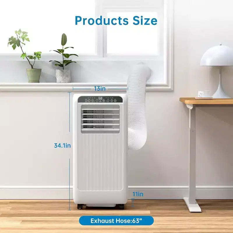 Climatiseur portable ultra silencieux de 8 000 BTU, 3-en-1 (climatiseur, déshumidificateur et ventilateur), avec minuterie 24h, kit de fenêtre et télécommande pour 32,5 m²