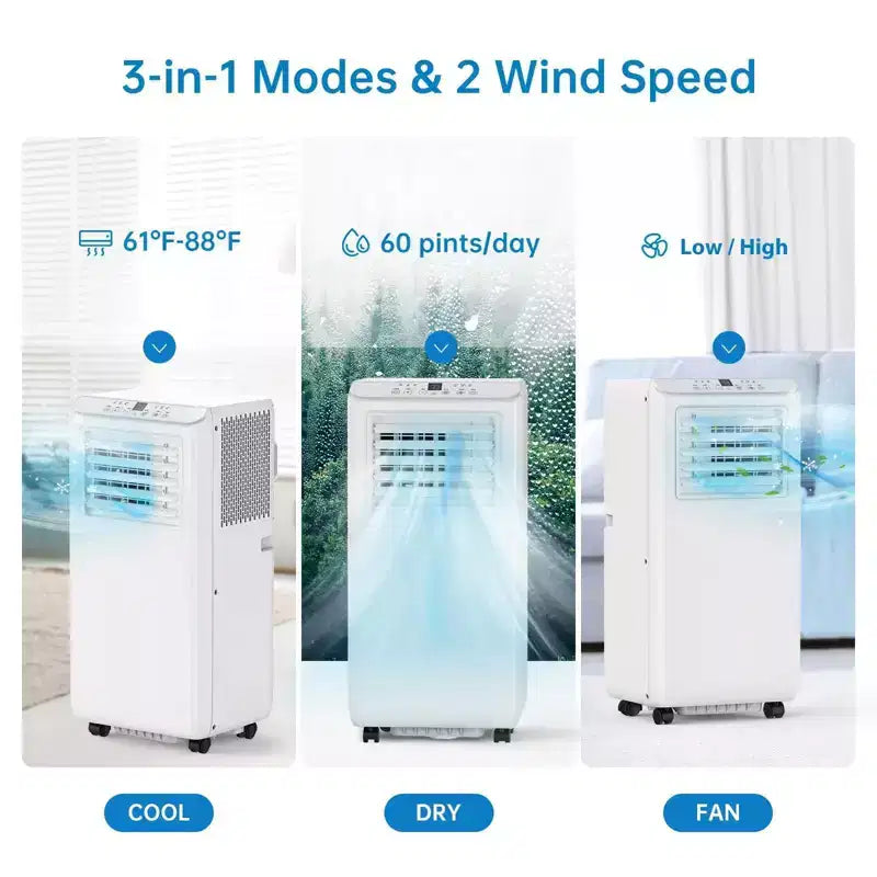 Acondicionadores de Aire Portátiles 10000 BTU, Unidad de AC de Eficiencia Energética con Control Remoto