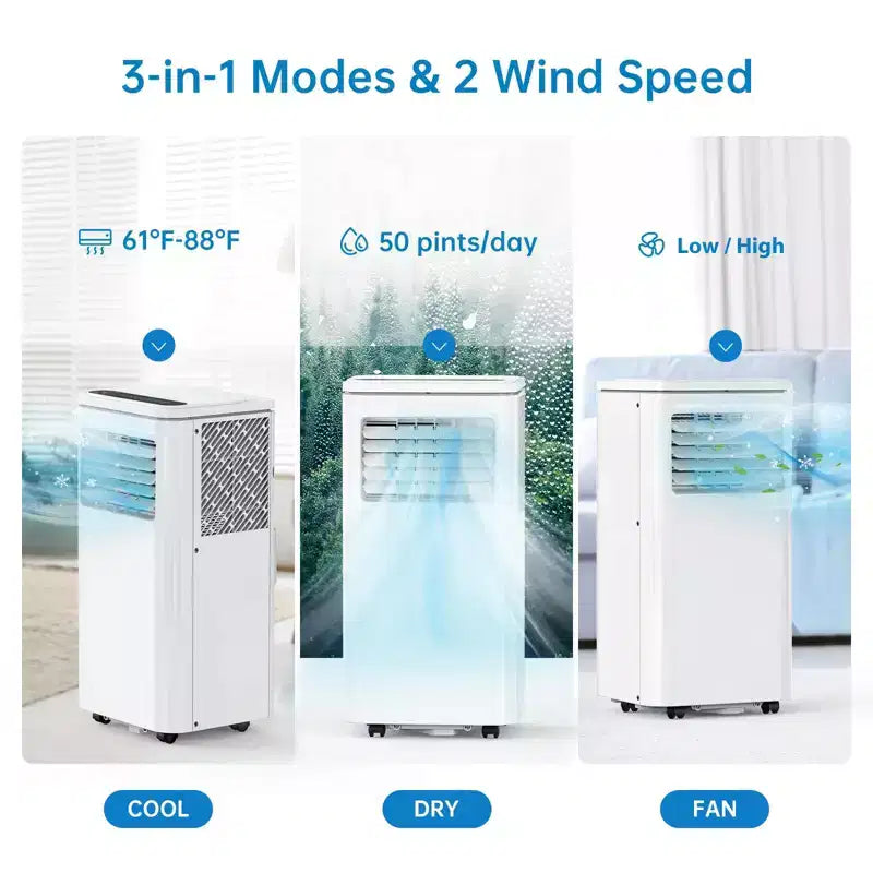 Climatiseurs portables de 10 000 BTU, refroidissent jusqu'à 42 m², unités de climatisation portables 3-en-1 pour pièces avec ventilateur