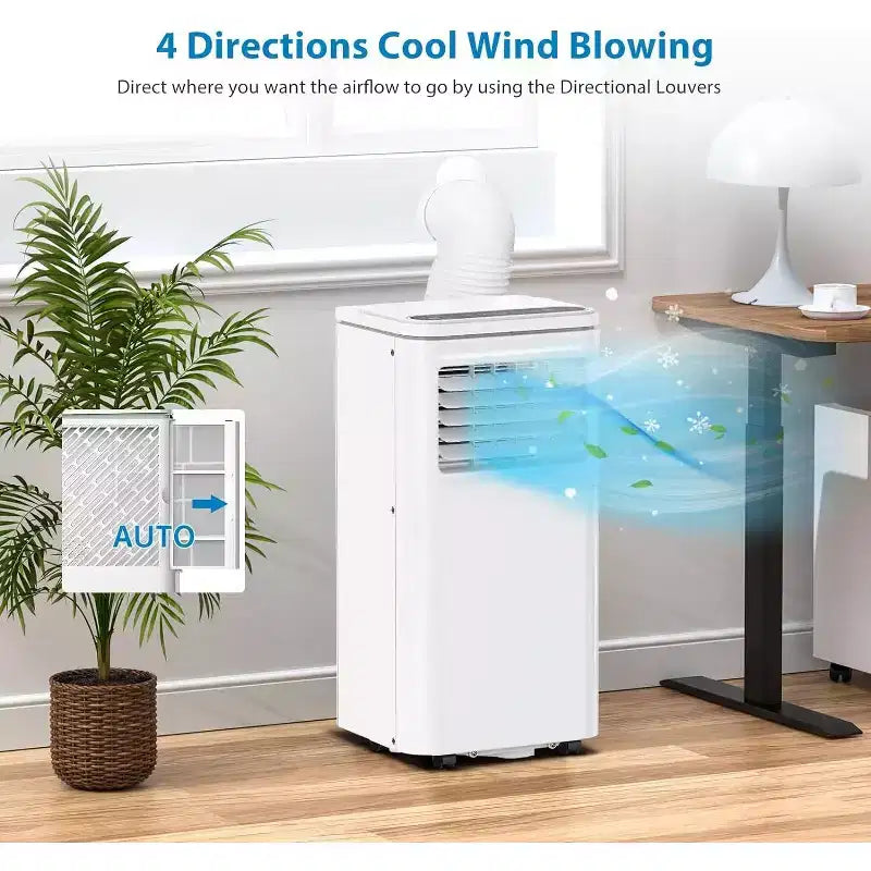 Aire acondicionado portátil de 8000 BTU, aire acondicionado portátil silencioso para enfriar hasta 450 pies cuadrados.