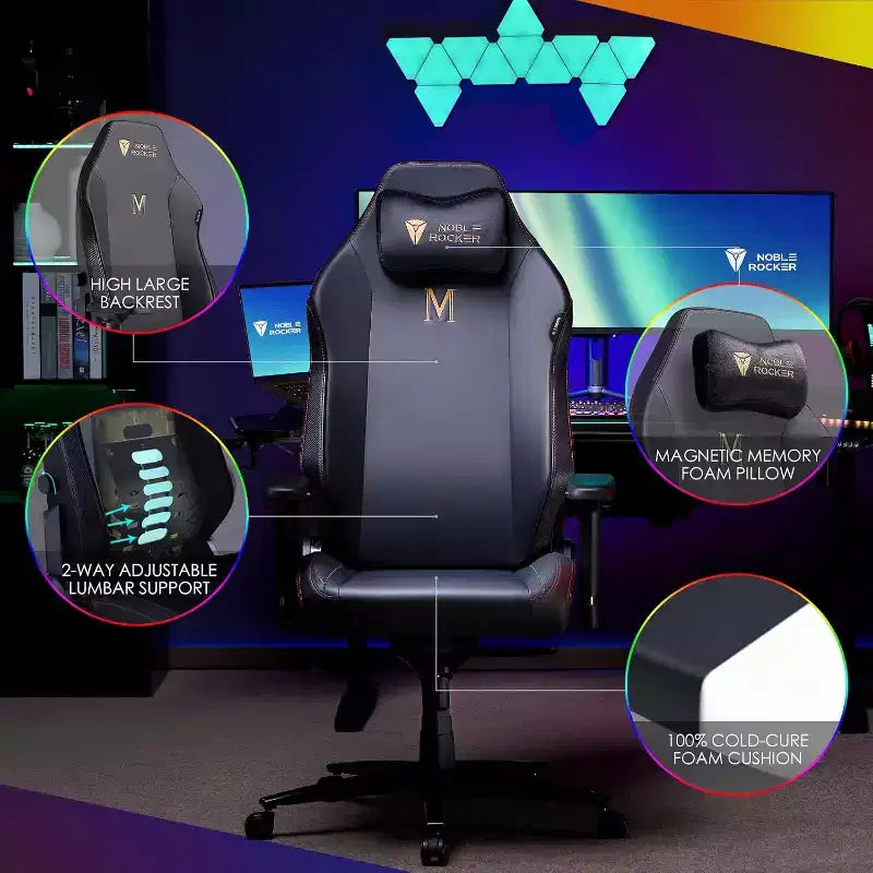 Silla de juego AMERLIFE Silla de juego de PC ergonómica - Soporte lumbar Reposacabezas Apoyabrazos 4D Silla de ordenador