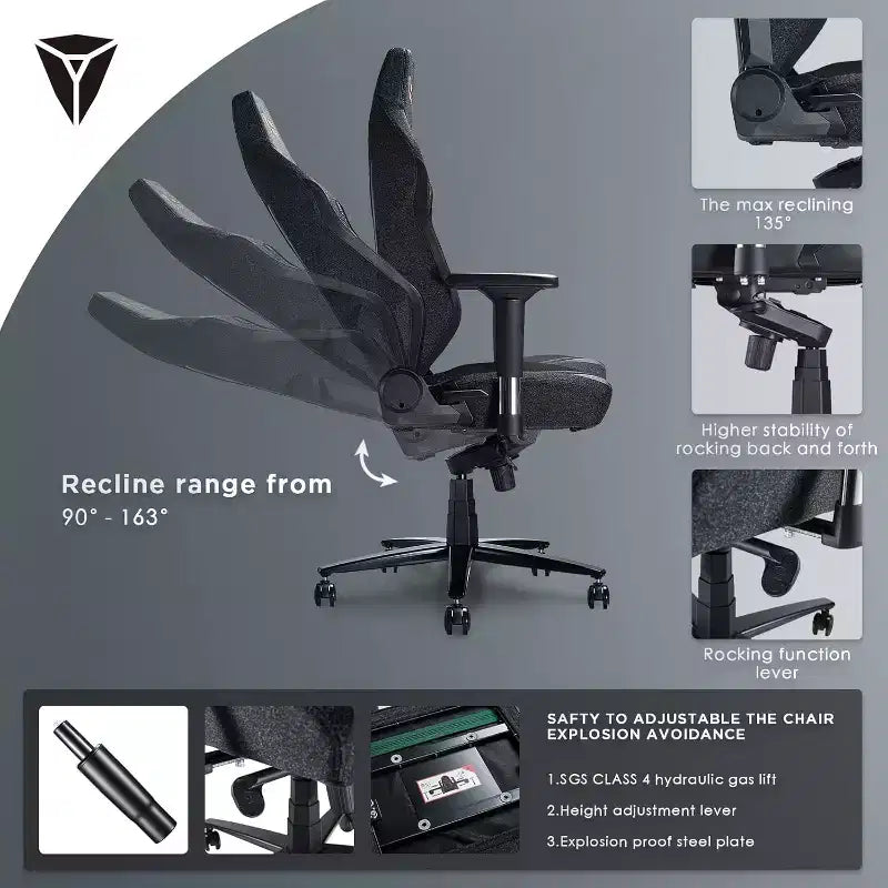 Silla de juego AMERLIFE Silla de juego de PC ergonómica - Soporte lumbar Reposacabezas Apoyabrazos 4D Silla de ordenador