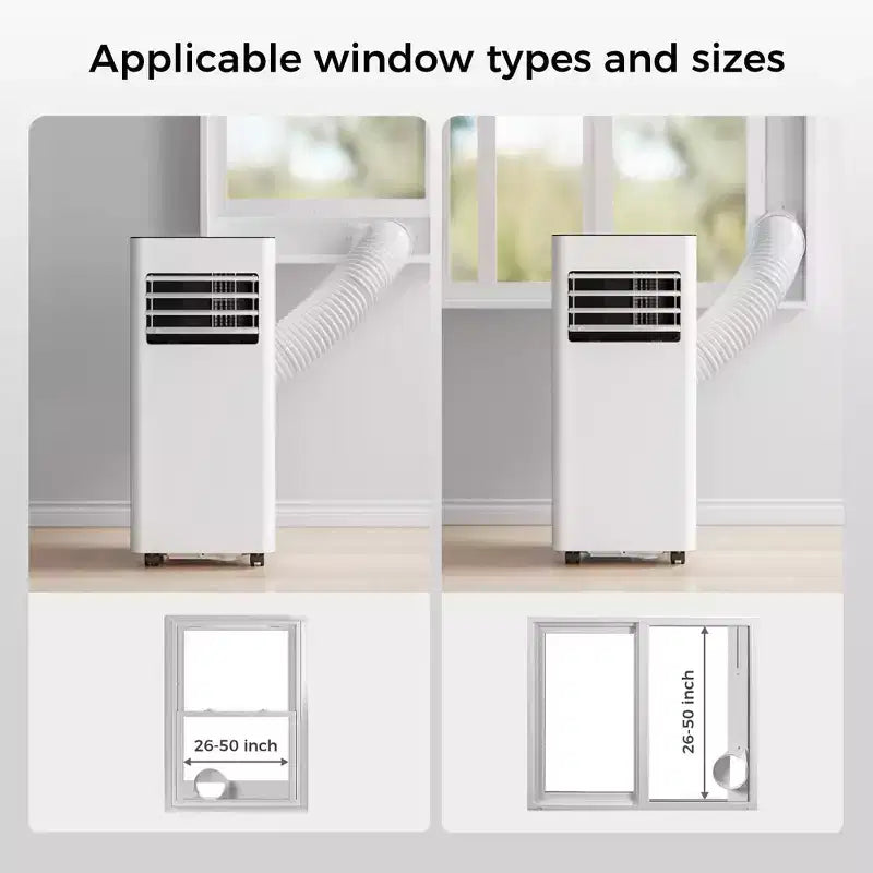 Aire acondicionado portátil de 10,000 BTU, 4 modos, enfriamiento rápido, autoevaporación, control remoto, temporizador, para dormitorio/dormitorio/uso en interiores, blanco