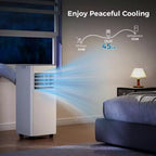 Aire acondicionado portátil de 10,000 BTU, 4 modos, enfriamiento rápido, autoevaporación, control remoto, temporizador, para dormitorio/dormitorio/uso en interiores, blanco