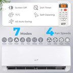 Climatiseur et Chauffage Mini Split Costway 12000 BTU 230 V avec Pompe à Chaleur 1 Tonne et Kit d'Installation