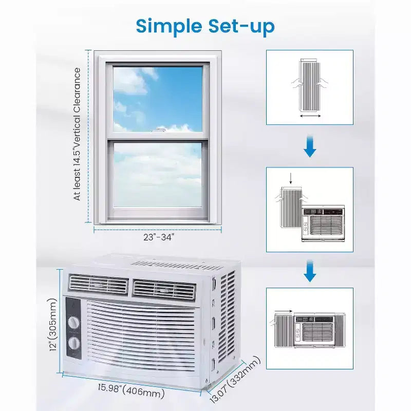 Aire Acondicionado de Ventana de 5000 BTU - Pequeño Aire Acondicionado Refrigera 150 Sq.Ft