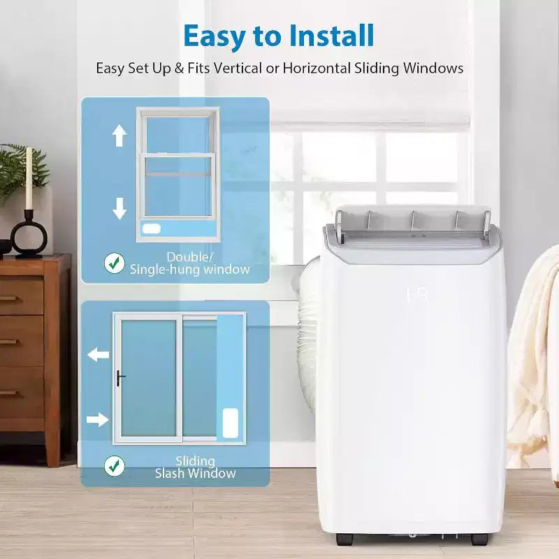 Climatiseur portable 3-en-1 de 14 000 BTU avec kit de fenêtre, refroidit jusqu'à 70 mètres carrés, déshumidificateur de 35 litres