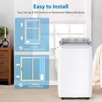 Climatiseur portable 3-en-1 de 14 000 BTU avec kit de fenêtre, refroidit jusqu'à 70 mètres carrés, déshumidificateur de 35 litres