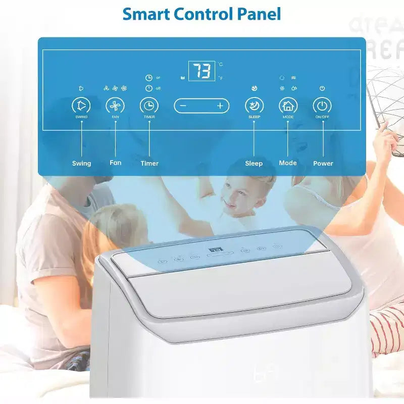 Climatiseur portable 3-en-1 de 14 000 BTU avec kit de fenêtre, refroidit jusqu'à 70 mètres carrés, déshumidificateur de 35 litres
