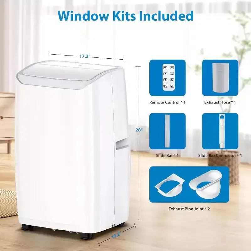 Climatiseur portable 3-en-1 de 14 000 BTU avec kit de fenêtre, refroidit jusqu'à 70 mètres carrés, déshumidificateur de 35 litres