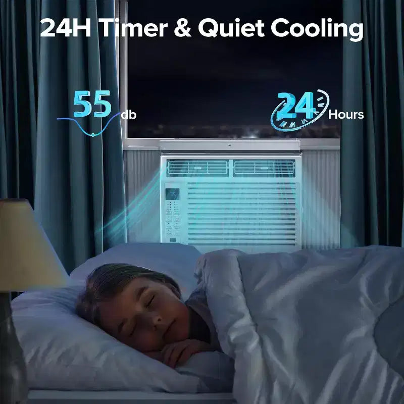 ZAFRO 5.000 BTU Pequeño Aire Acondicionado de Ventana Enfría hasta 14 m² con Ultra Silencioso, Tamaño Compacto, Filtro Lavable, Control Remoto