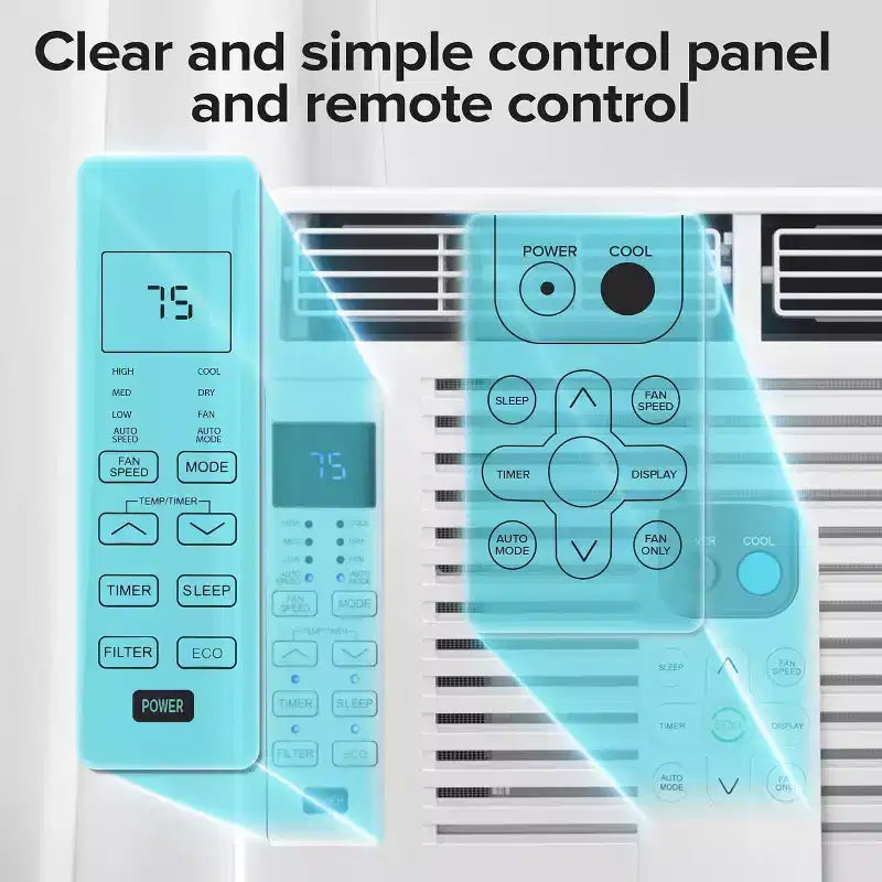 ZAFRO 5.000 BTU Pequeño Aire Acondicionado de Ventana Enfría hasta 14 m² con Ultra Silencioso, Tamaño Compacto, Filtro Lavable, Control Remoto