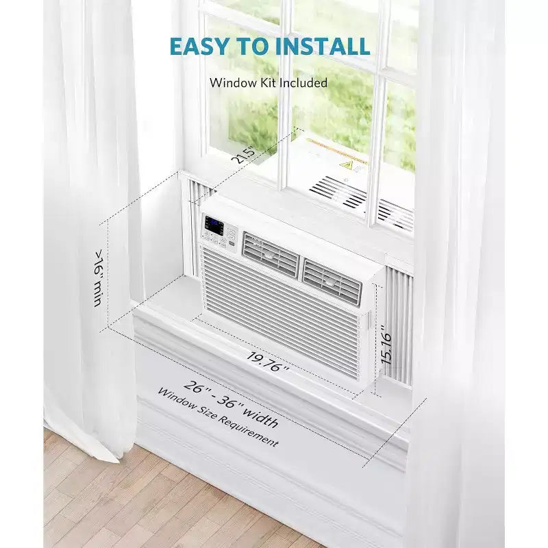 Climatiseur de fenêtre ZAFRO 14 000 BTU refroidissant jusqu'à 60 m², unité de climatisation de fenêtre ultra silencieuse avec télécommande