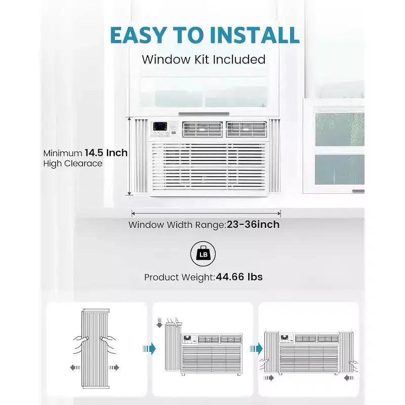 Climatiseur de fenêtre ZAFRO 8 000 BTU, rafraîchit jusqu'à 32,5 m², unité de climatisation de fenêtre ultra silencieuse avec télécommande