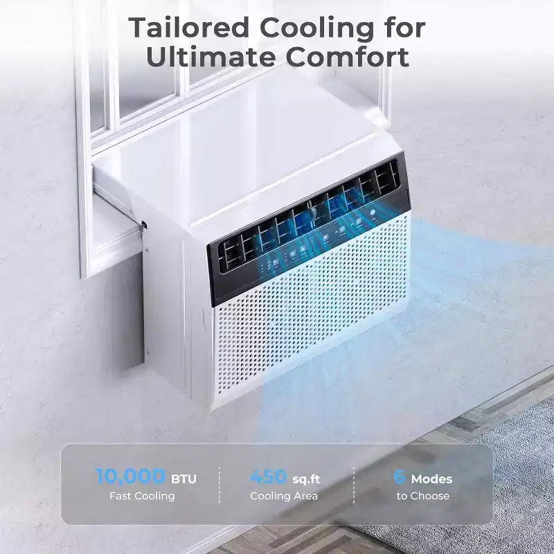 Aires acondicionados de ventana ZAFRO de 12,000 BTU enfrían hasta 51 m², unidad de aire acondicionado de ventana en forma de U con 6 modos, temporizador de 24 horas,