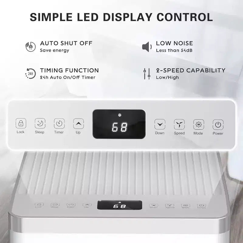 Climatiseur portable 3-en-1 ZAFRO avec télécommande et kit fenêtre, déshumidificateur intégré, mode ventilateur, blanc (8 000 BTU)
