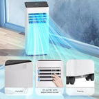 Aire acondicionado portátil ZAFRO, 8000 BTU, 3 modos y velocidades con control remoto, temporizador de 24 horas para dormitorio/oficina, blanco