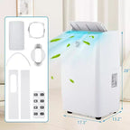 Climatiseur portable 14 000 BTU pour pièces jusqu'à 70 m², unité de climatisation 3-en-1 avec mode ventilateur, déshumidificateur et chauffage