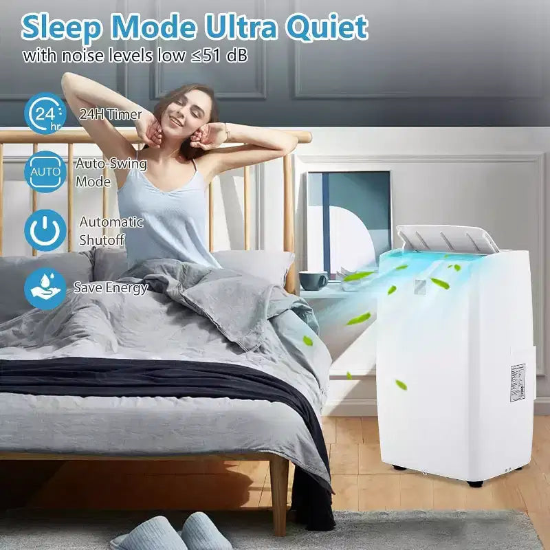 Climatiseur portable 14 000 BTU pour pièces jusqu'à 70 m², unité de climatisation 3-en-1 avec mode ventilateur, déshumidificateur et chauffage