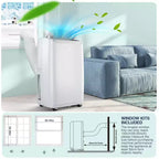 Climatiseur portatif de 12 000 BTU pour pièces jusqu'à 550 pieds carrés, climatiseur/déshumidificateur/ventilateur 3-en-1