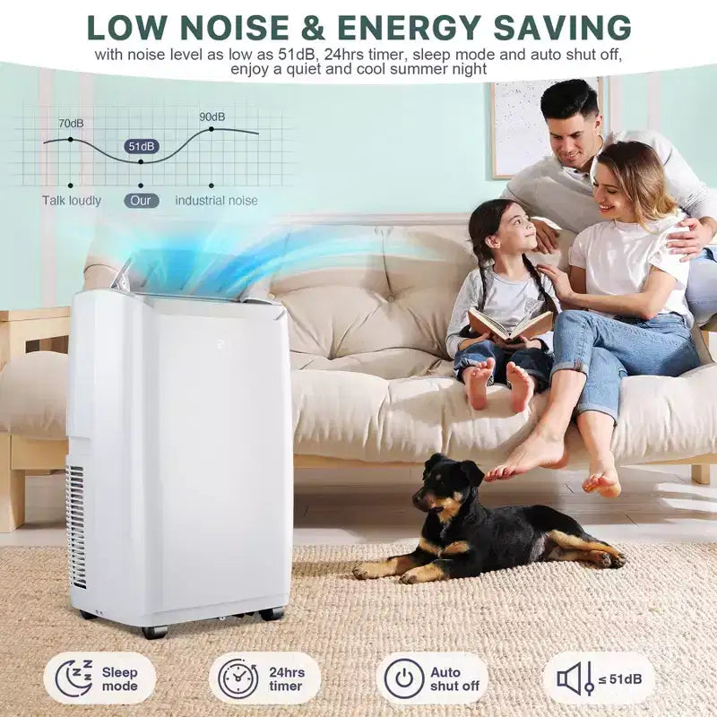 Climatiseur portatif de 12 000 BTU pour pièces jusqu'à 550 pieds carrés, climatiseur/déshumidificateur/ventilateur 3-en-1