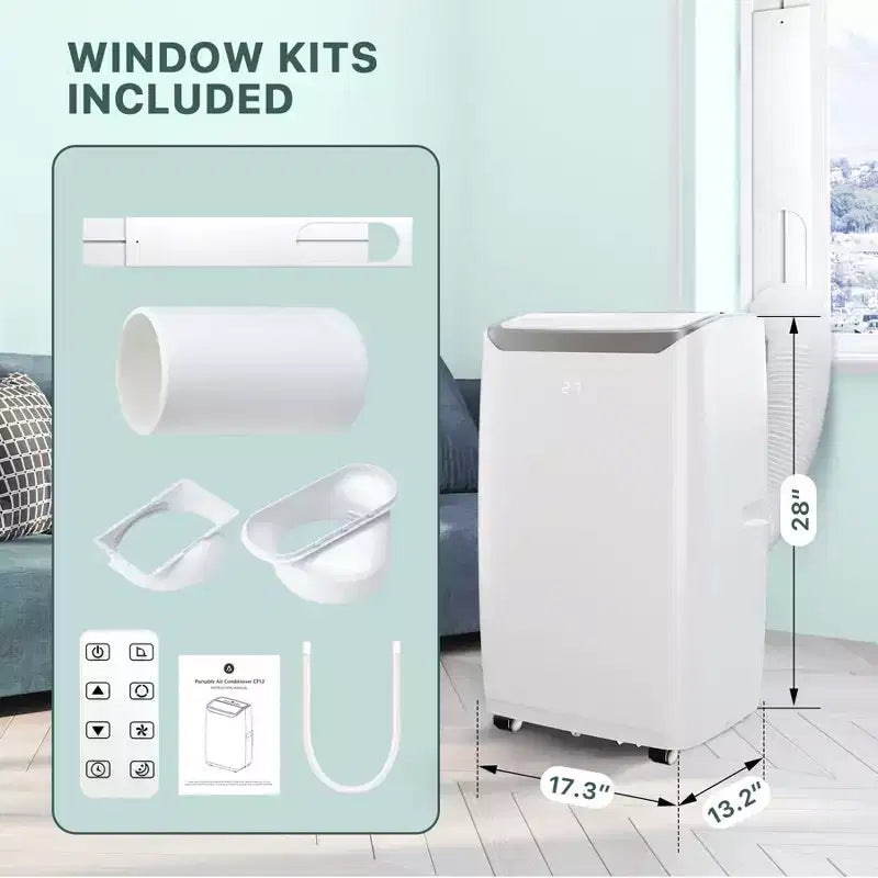 Climatiseur portatif de 12 000 BTU pour pièces jusqu'à 550 pieds carrés, climatiseur/déshumidificateur/ventilateur 3-en-1