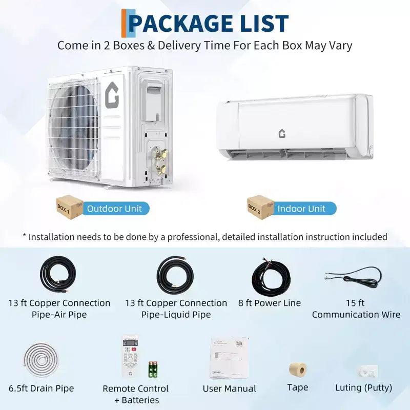 Aire Acondicionado Mini Split de 12000 BTU con Wifi, SEER2 de 21, 208-230 V, Inverter sin Ductos, para Pared, con Wifi y Compatible con Alexa