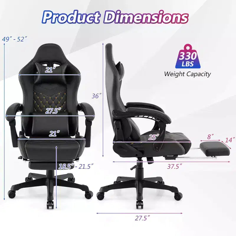 Silla Gaming Costway con reposapiés, silla ergonómica para ordenador y videojuegos con reposacabezas