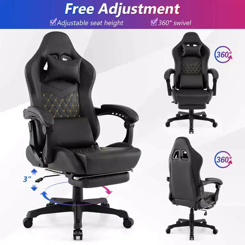 Silla Gaming Costway con reposapiés, silla ergonómica para ordenador y videojuegos con reposacabezas