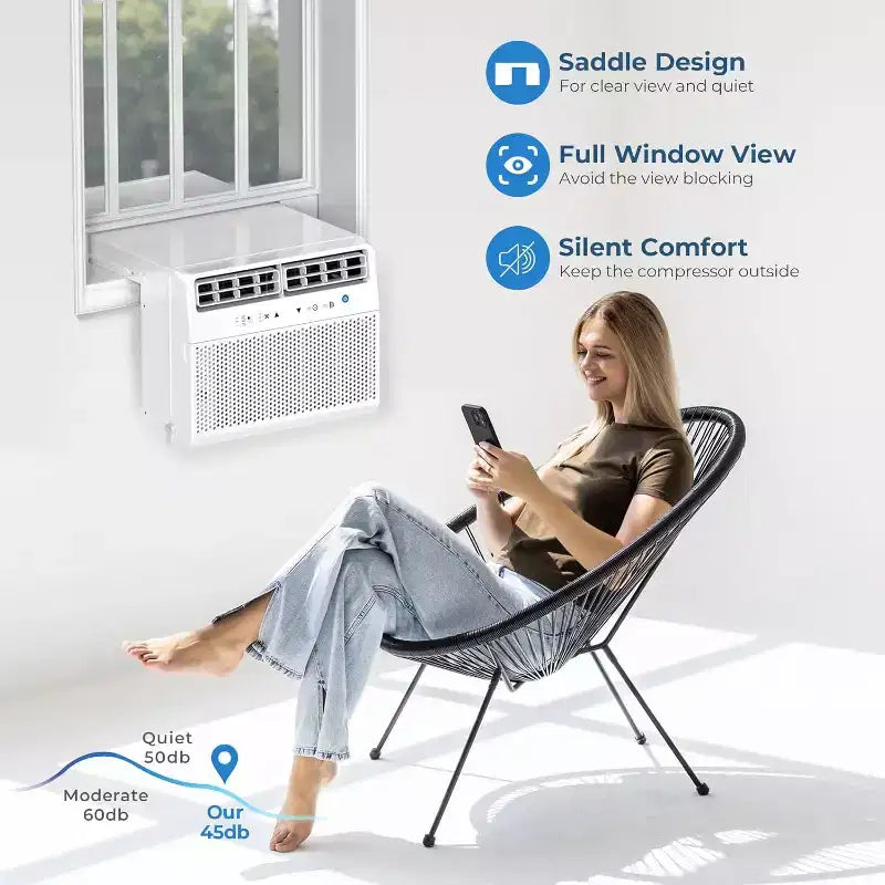 Climatiseur de fenêtre en U ZAFRO 12 000 BTU, rafraîchit jusqu'à 51 m², climatiseur de fenêtre ultra silencieux avec vue dégagée