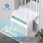 Climatiseur de fenêtre en U ZAFRO 12 000 BTU, rafraîchit jusqu'à 51 m², climatiseur de fenêtre ultra silencieux avec vue dégagée