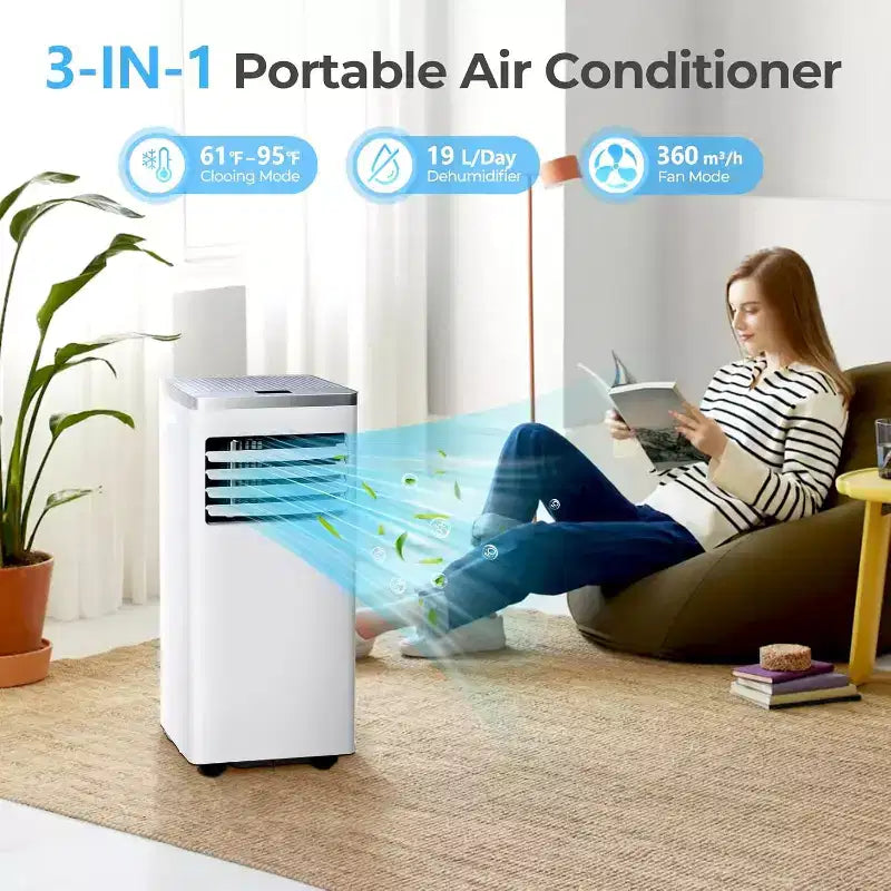 Aire acondicionado portátil ZAFRO, unidad de aire acondicionado para dormitorio, garaje, RV, temporizador de 24 horas/control remoto/2 velocidades/pantalla LED