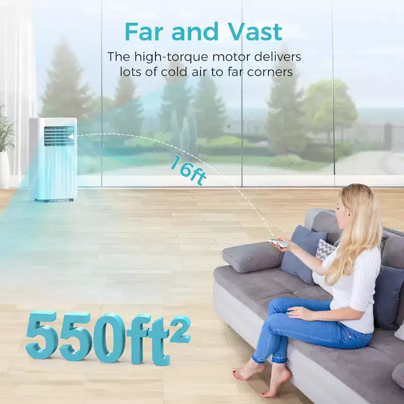 Aires acondicionados portátiles ZAFRO, unidad de aire acondicionado portátil que enfría, con control remoto, aires acondicionados de habitación de 4 modos con pantalla digital