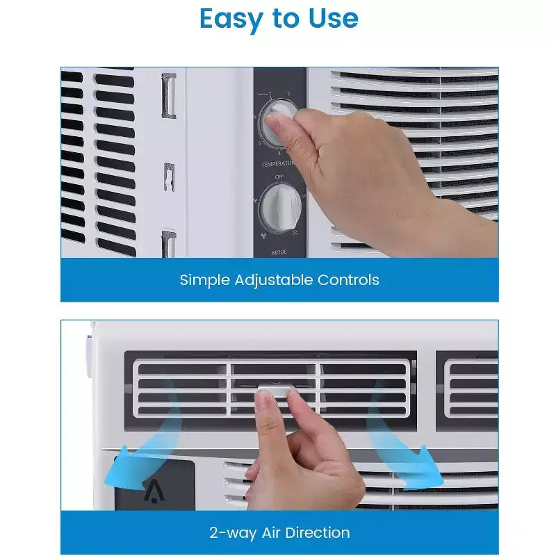 Climatiseur de fenêtre 5000 BTU, Refroidissement rapide pour 14 m² Climatiseur de fenêtre avec commandes mécaniques faciles à utiliser