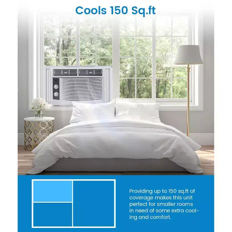 Climatiseur de fenêtre 5000 BTU, Refroidissement rapide pour 14 m² Climatiseur de fenêtre avec commandes mécaniques faciles à utiliser