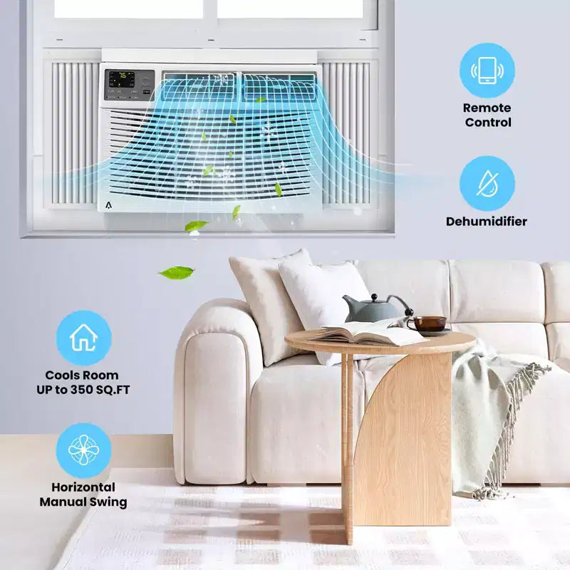 Climatiseur de fenêtre 8000 BTU, unité de climatisation de fenêtre ultra silencieuse pour les pièces jusqu'à 32,5 m²