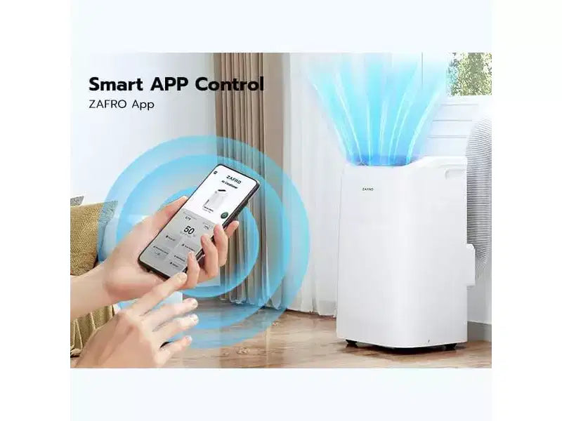 Climatiseurs portables ZAFRO avec WiFi, Ultra-Silencieux 44 dB, Écologique R32, Refroidissement rapide en 30s, Pas de drainage nécessaire