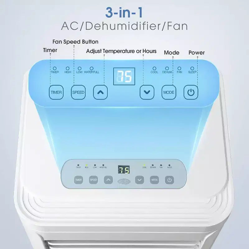 Climatiseurs portables ZAFRO pour chambre. Climatiseur portable silencieux avec fonctions de refroidissement, déshumidificateur, ventilateur, mode veille, télécommande
