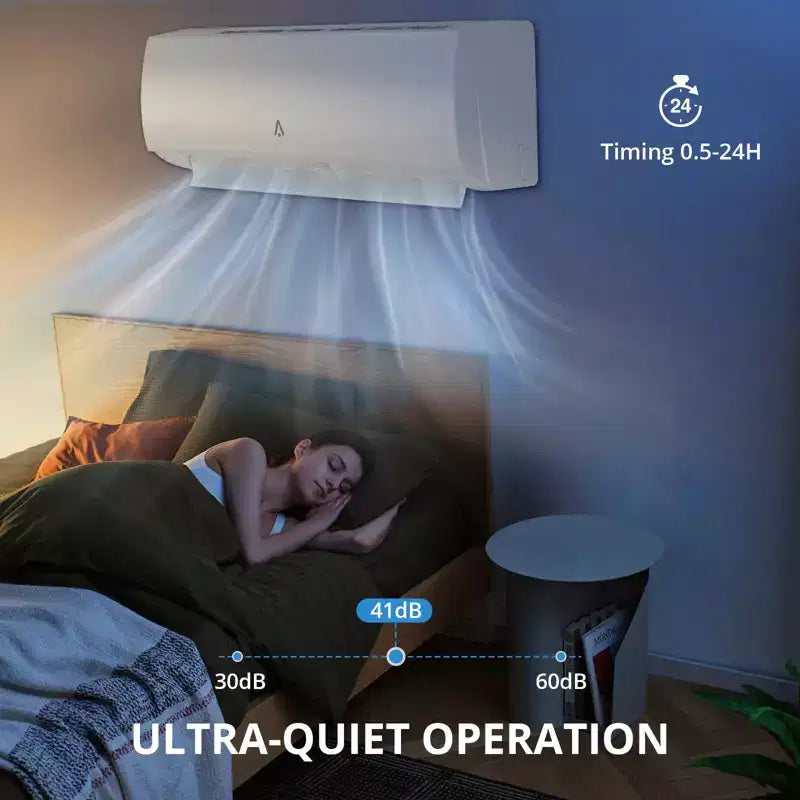 Aire Acondicionado de Sistema Dividido con Wifi de 9000 BTUs, Unidad de Aire Acondicionado sin Ductos Inverter R454B 19 SEER2 115V con Condensador Precargado