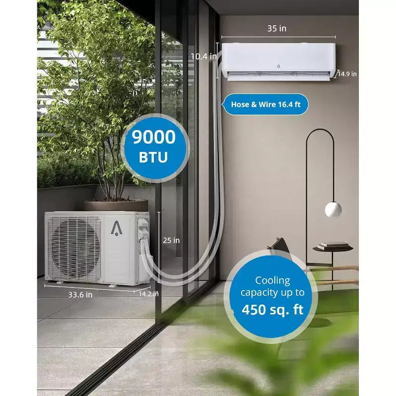 Climatiseur Mini Split Sans Conduits de 12 000 BTU, Système AC Sans Conduits Série R45 avec Wifi, SEER2 de 20, Rafraîchit Jusqu'à 70 m², Kit d'Installation Complet, 208 V/230 V