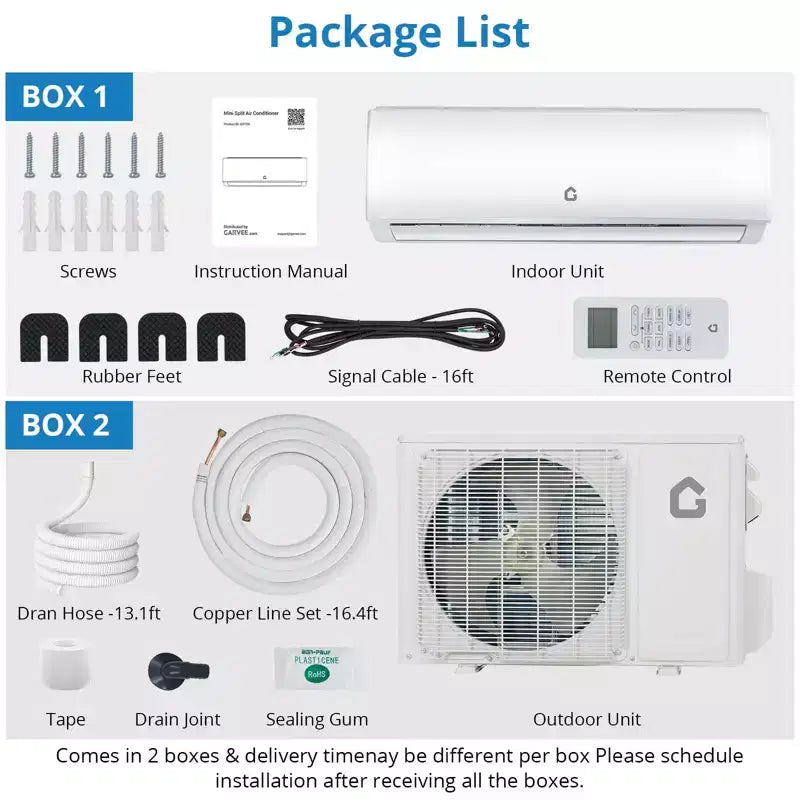 Climatiseur Mini Split Sans Conduits de 12 000 BTU, Système AC Sans Conduits Série R45 avec Wifi, SEER2 de 20, Rafraîchit Jusqu'à 70 m², Kit d'Installation Complet, 208 V/230 V