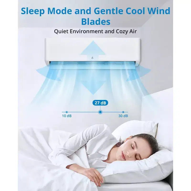 Sistema de aire acondicionado/calefacción Mini Split de 9,000 BTU, aire acondicionado y calefactor Split, 23 SEER2 / 115 V, enfría habitaciones de hasta 46 m², blanco