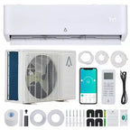 Aire Acondicionado de 18,000 BTU, 23 SEER, Enfría Habitaciones de Hasta 116 Metros Cuadrados, Minisplit Sin Ductos Montado en Pared con Bomba de Calor, Kit de Instalación de 4.8 Metros, Sistema Split, Blanco