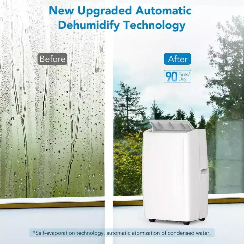Climatiseur portable 14000 BTU, Climatiseur mobile pour pièce de 40-65 m², 4 en 1 (Refroidissement/Ventilateur/Déshumidification/Mode Nuit), Blanc