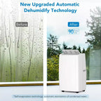 Climatiseur portable 14000 BTU, Climatiseur mobile pour pièce de 40-65 m², 4 en 1 (Refroidissement/Ventilateur/Déshumidification/Mode Nuit), Blanc