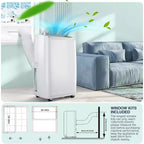 Climatiseur portable 14000 BTU, refroidissement rapide 70 m², climatiseur portable 3-en-1 avec fonctions de refroidissement, déshumidification et ventilation