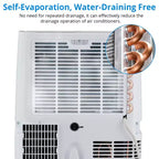 Climatiseur portable 12000 BTU, 3-en-1 : refroidissement, déshumidificateur et ventilateur pour pièces jusqu'à 42 m². Écran numérique, télécommande et mode veille intelligent.
