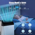Climatiseur portable 14000 BTU, rafraîchit jusqu'à 70 m², climatiseur portable silencieux 3-en-1 avec télécommande et kits d'installation