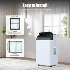 Climatiseur portable 14000 BTU, rafraîchit jusqu'à 70 m², climatiseur portable silencieux 3-en-1 avec télécommande et kits d'installation